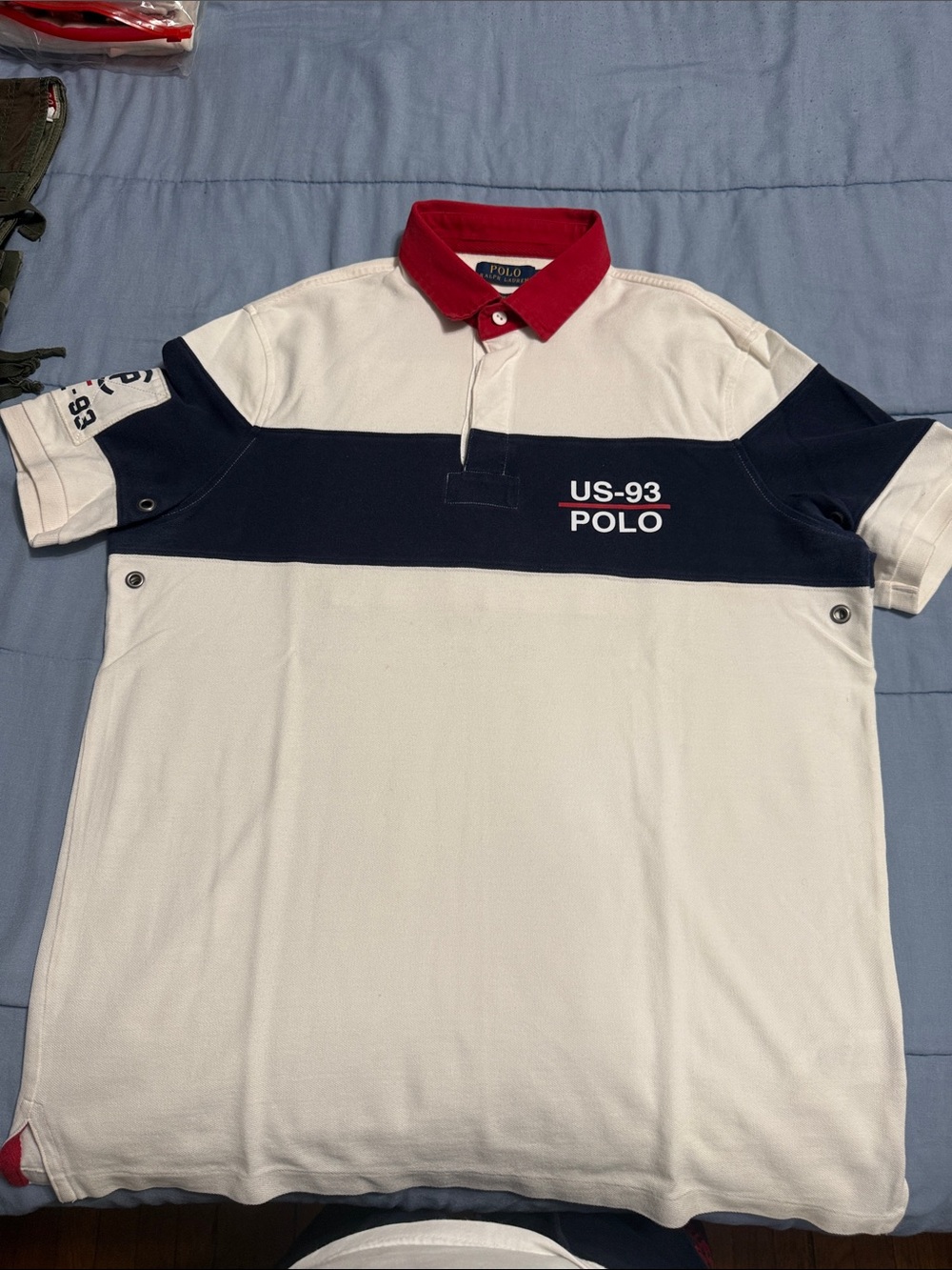 Polo by Ralph Lauren White, Navy & Red US-93 Rugby Polo